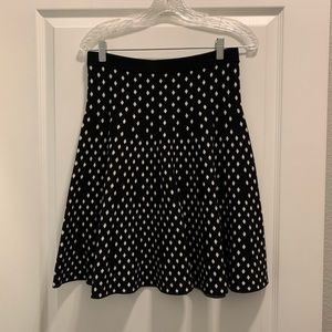 Black with white diamonds flare sweater skirt